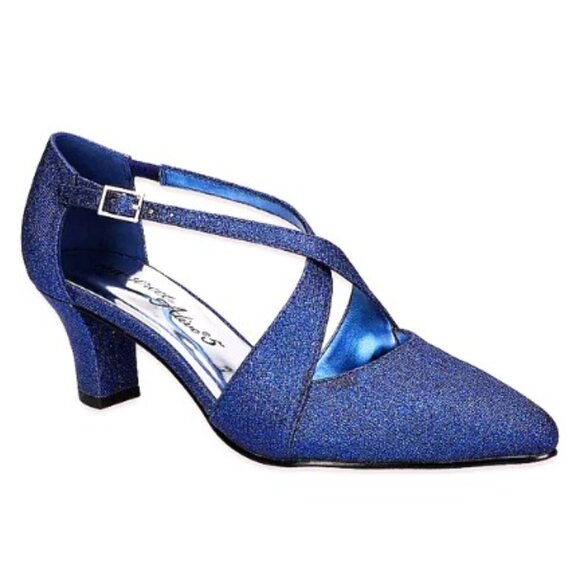 Easy Street Women's Elegance Pump Navy Glitter 7.5 N - Picture 1 of 8
